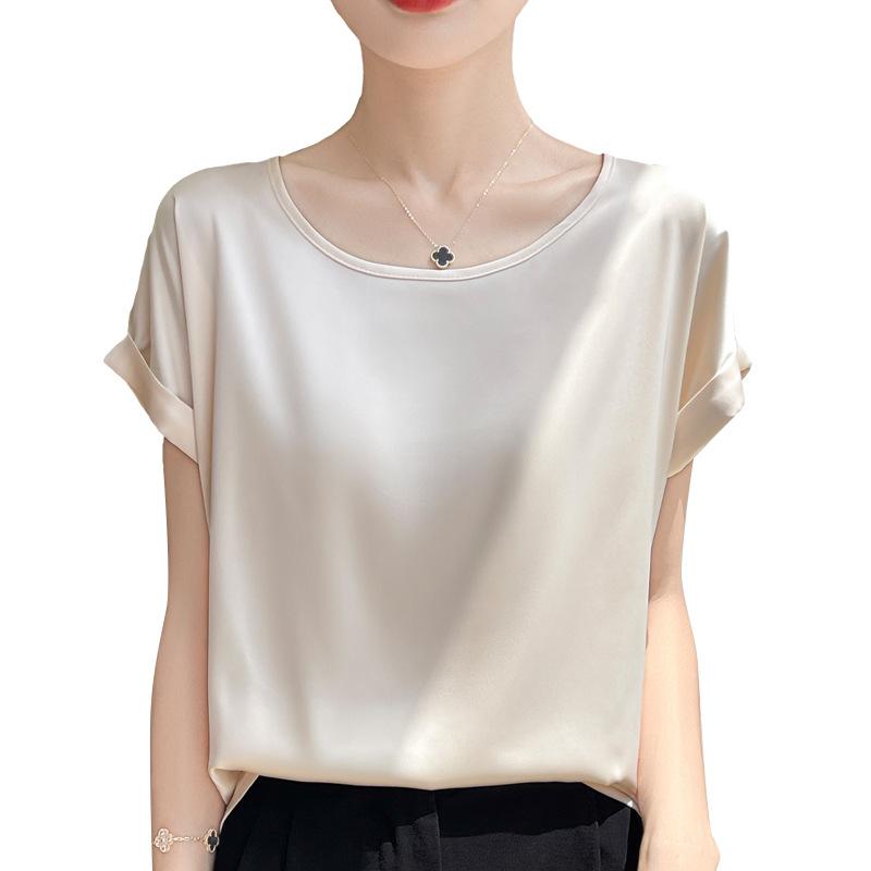 Blouses et chemises | La blouse satinée carrée manches revers Blouses et chemises Blouses et chemises