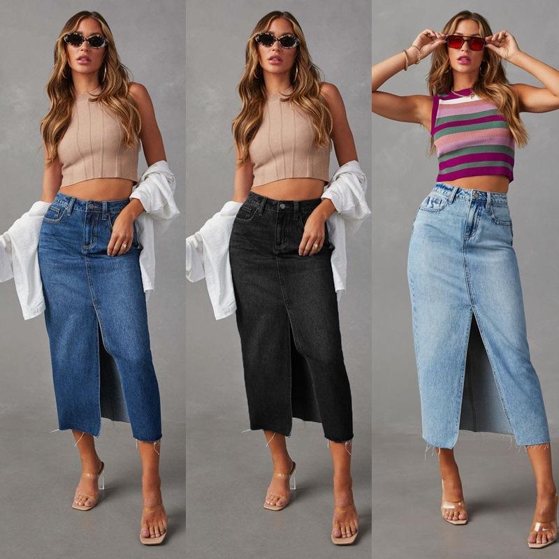 Jupes | La jupe maxi denim à fente Jupes Femme