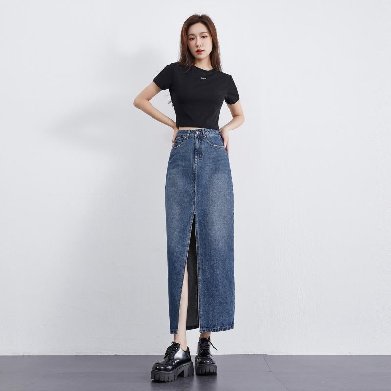 Jupes | La jupe maxi denim à fente Jupes Femme