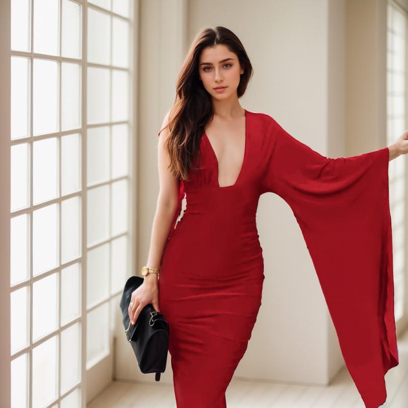 Robes | La longue robe satinée V plongeant Robes Femme