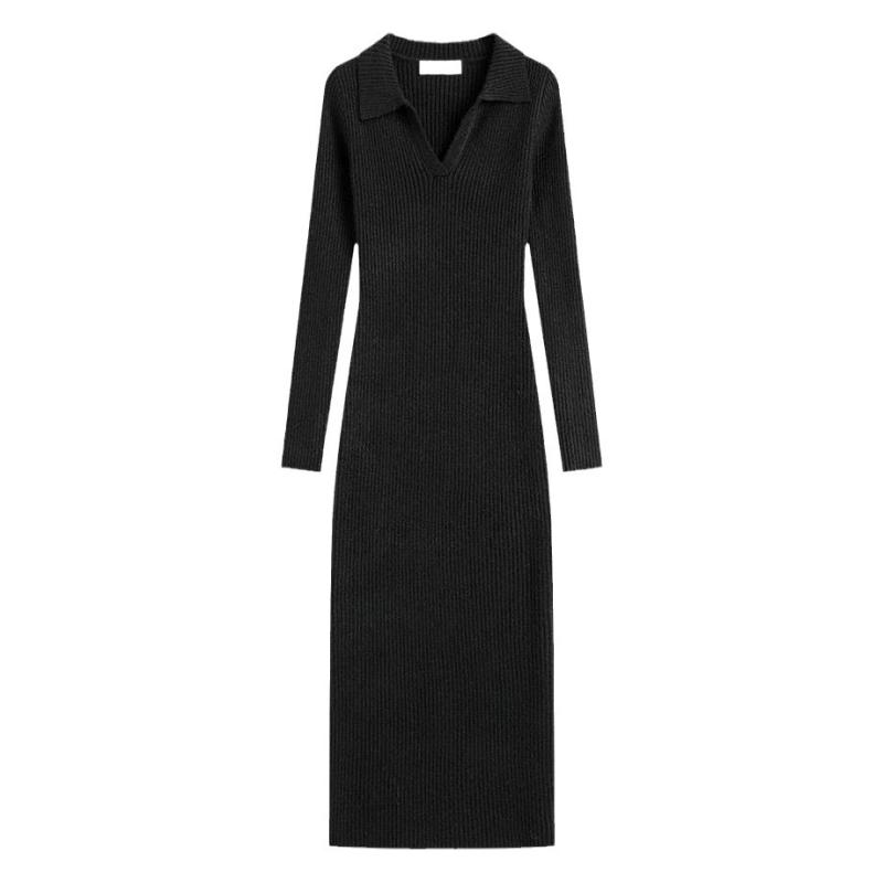 Robes | La robe côtelée col Johnny Robes Femme