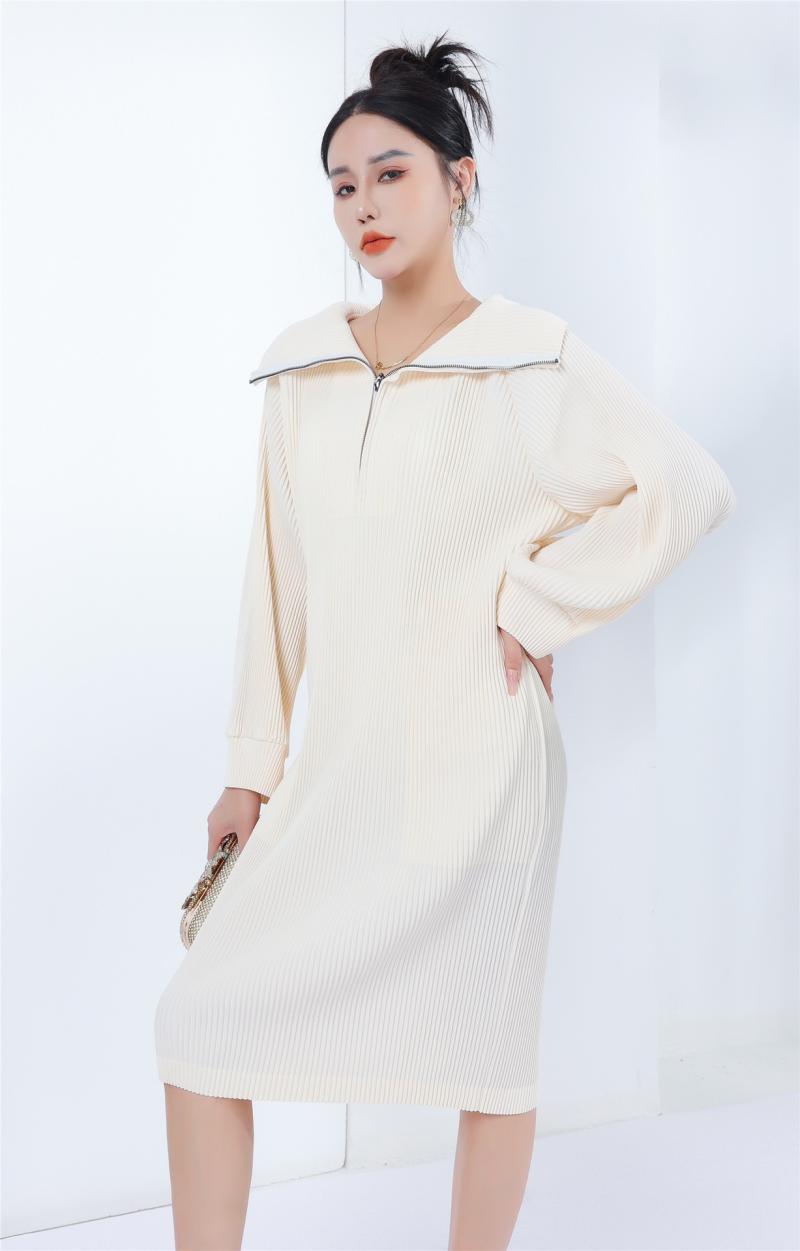 Robes | La robe côtelée col zippé touche de laine Robes Femme